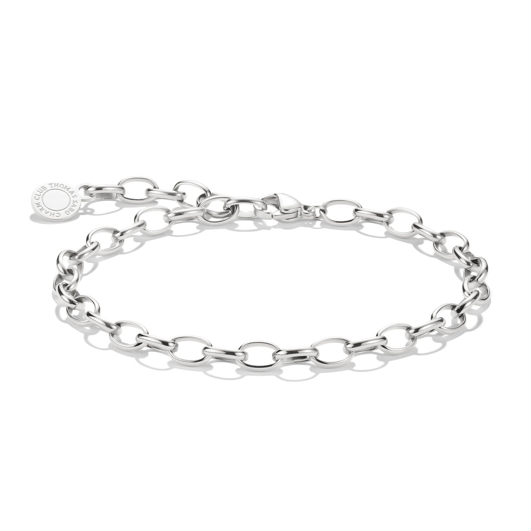 THOMAS SABO Silver-Plated Charm Club Anchor Chain Bracelet