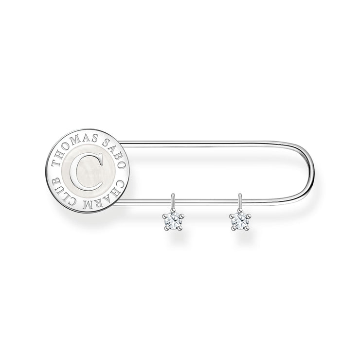 THOMAS SABO Brooch with White Stones in Safety Pin Design