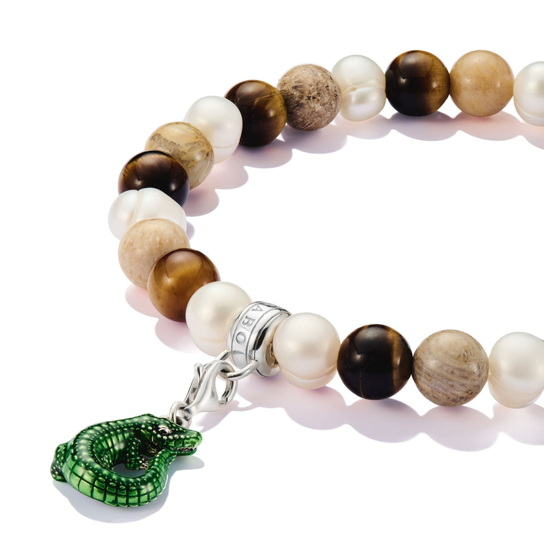 Charm Bracelet with Jasper & Tiger's Eye Beads