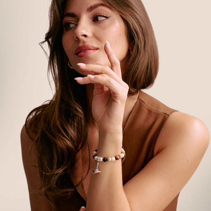 Charm Bracelet with Jasper & Tiger's Eye Beads