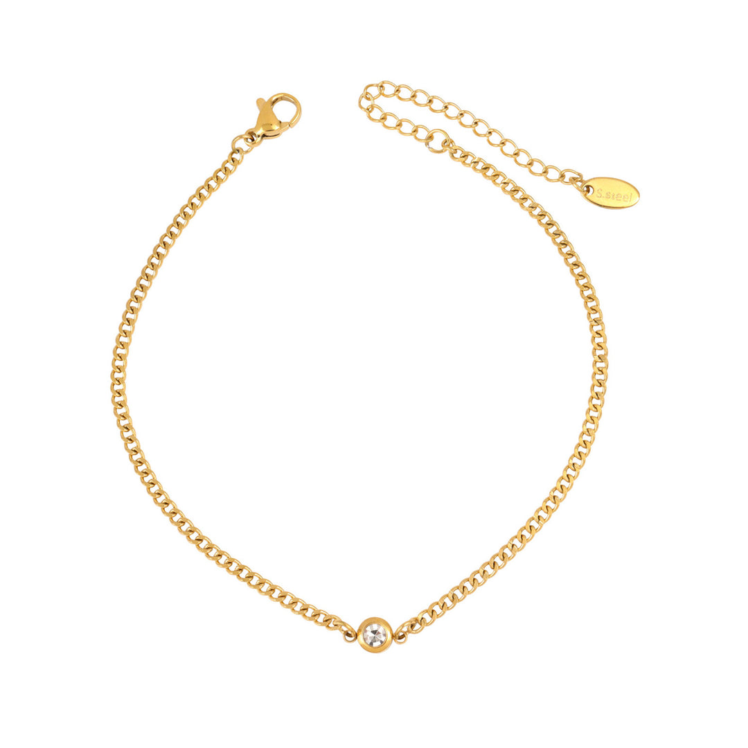 Classic Curb Cubic Zirconia Anklet