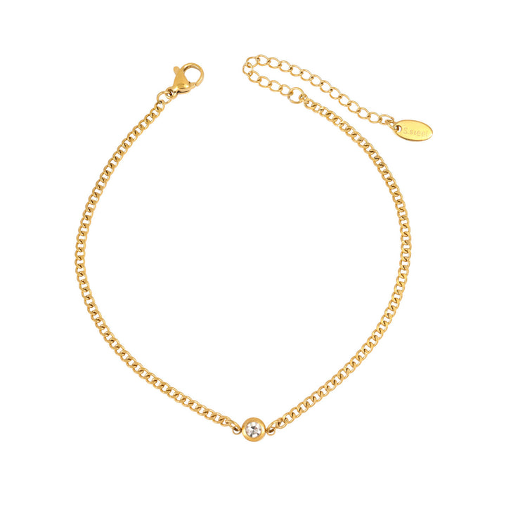 Classic Curb Cubic Zirconia Anklet