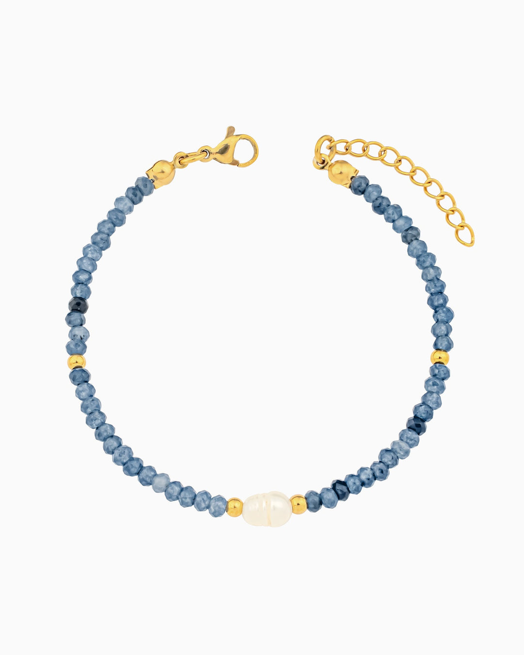 Solara Dark Blue Jade & Cultured Freshwater Pearl Bracelet | Zoe Olivia Jewellery Australia