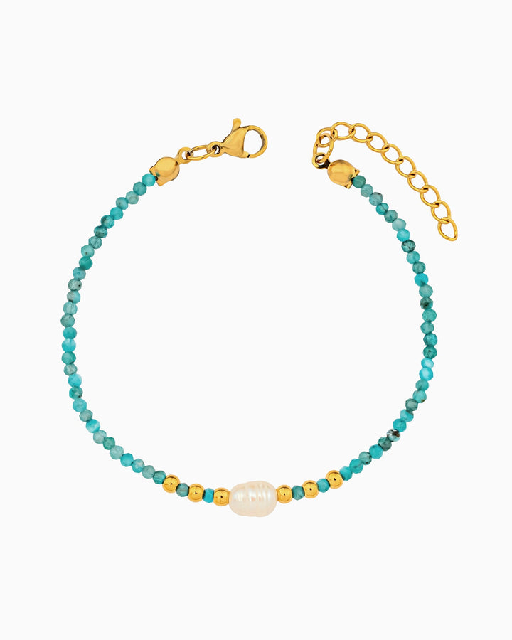 Solara Apatite & Cultured Freshwater Pearl Bracelet | Zoe Olivia Jewellery Australia