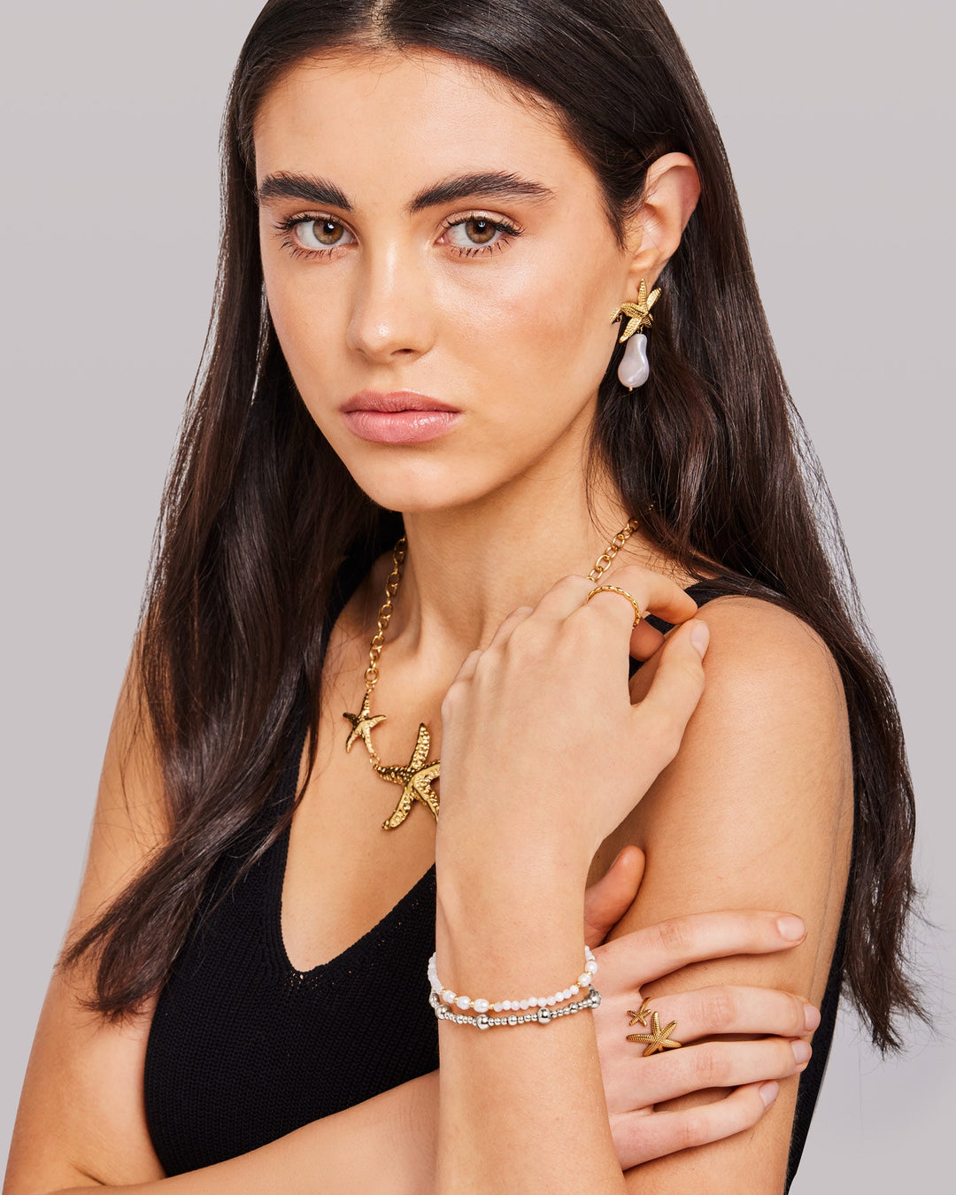 Solara Statement Starfish Adjustable Ring | Zoe Olivia Jewellery Australia