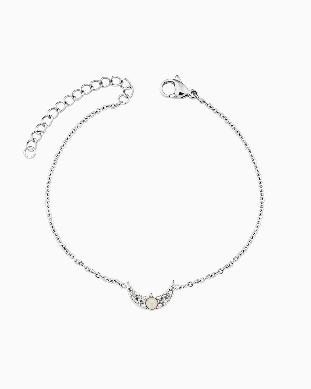 Iridescent Opal and Cubic Zirconia Moon Bracelet in Silver | Zoe Olivia Jewellery Australia