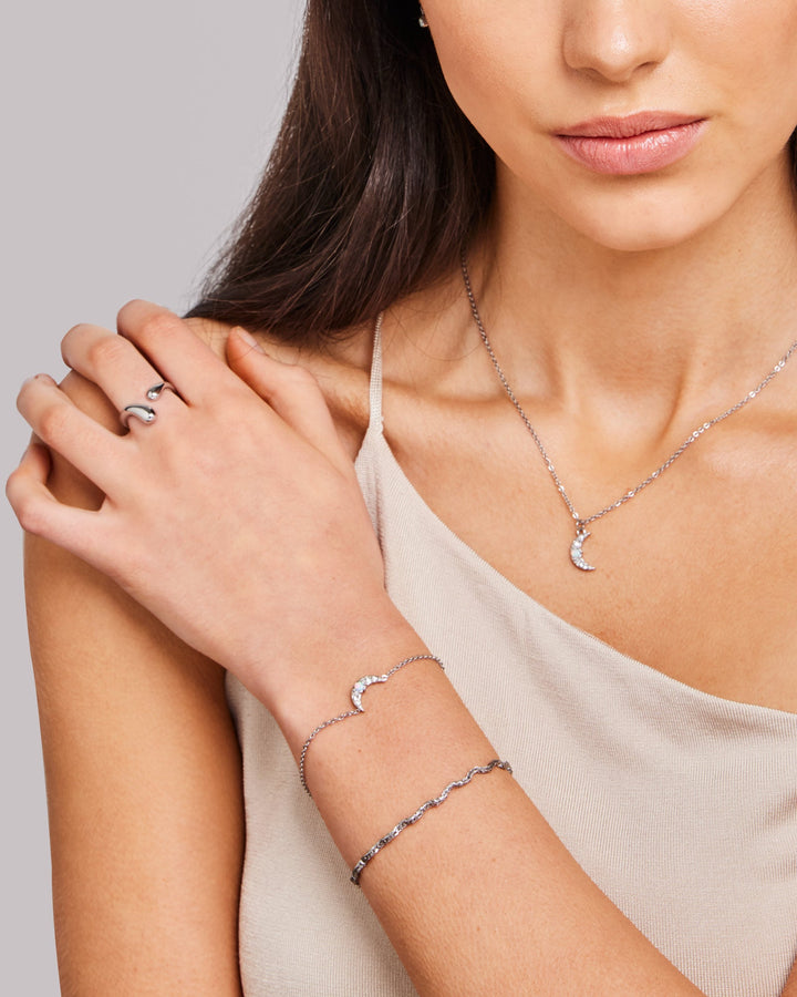 Solara Textured Wave Bracelet in Silver | Zoe Olivia Jewellery Australia
