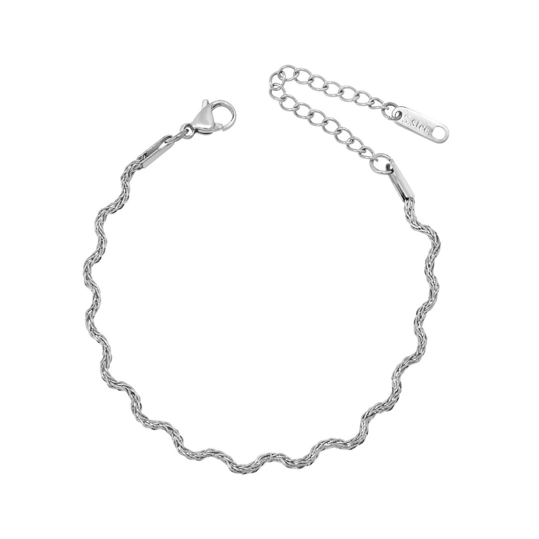 Solara Textured Wave Bracelet in Silver