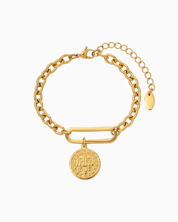 Muse Gold Medallion Linked Bracelet