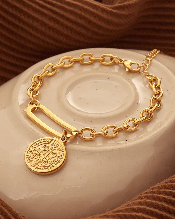 Muse Gold Medallion Linked Bracelet