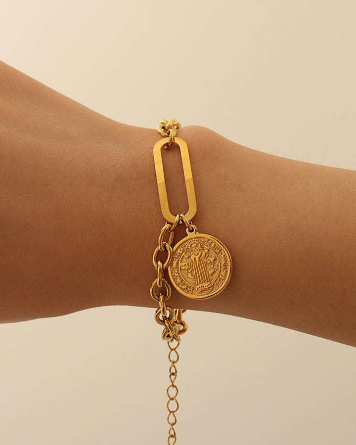 Muse Gold Medallion Linked Bracelet