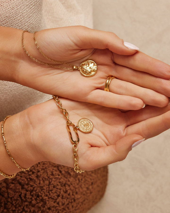 Muse Gold Medallion Linked Bracelet