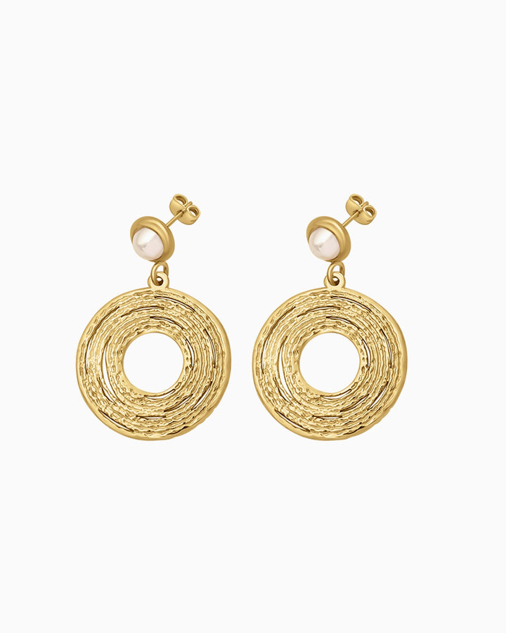 Opaline Medallion Style Pearl Stud Drop Earrings | Zoe Olivia Jewellery Australia