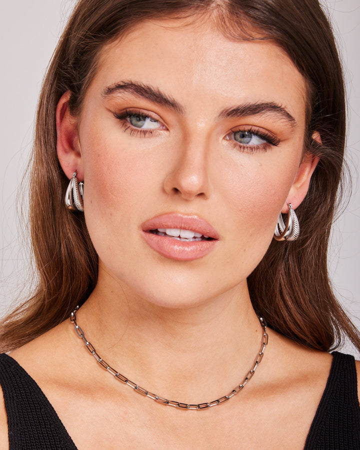 Statement Polished & Ribbed Double Hoops | Zoe Olivia Jewellery Australia