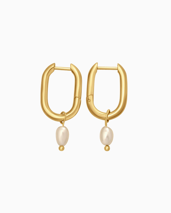 Opaline Mini Freshwater Pearl Oval Hoops | Zoe Olivia Jewellery Australia