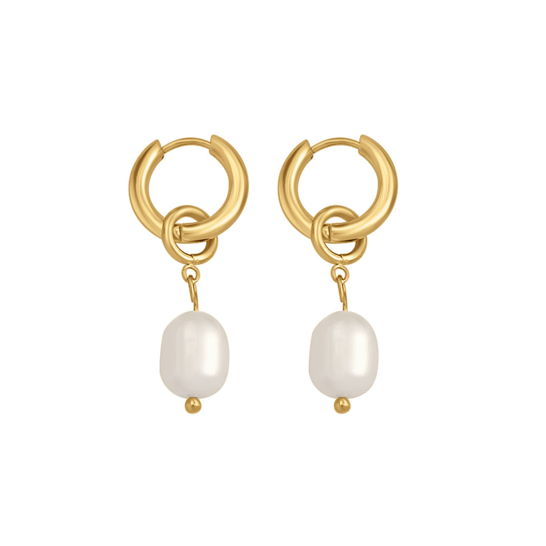 Opaline Mini Freshwater Pearl Round Hoops