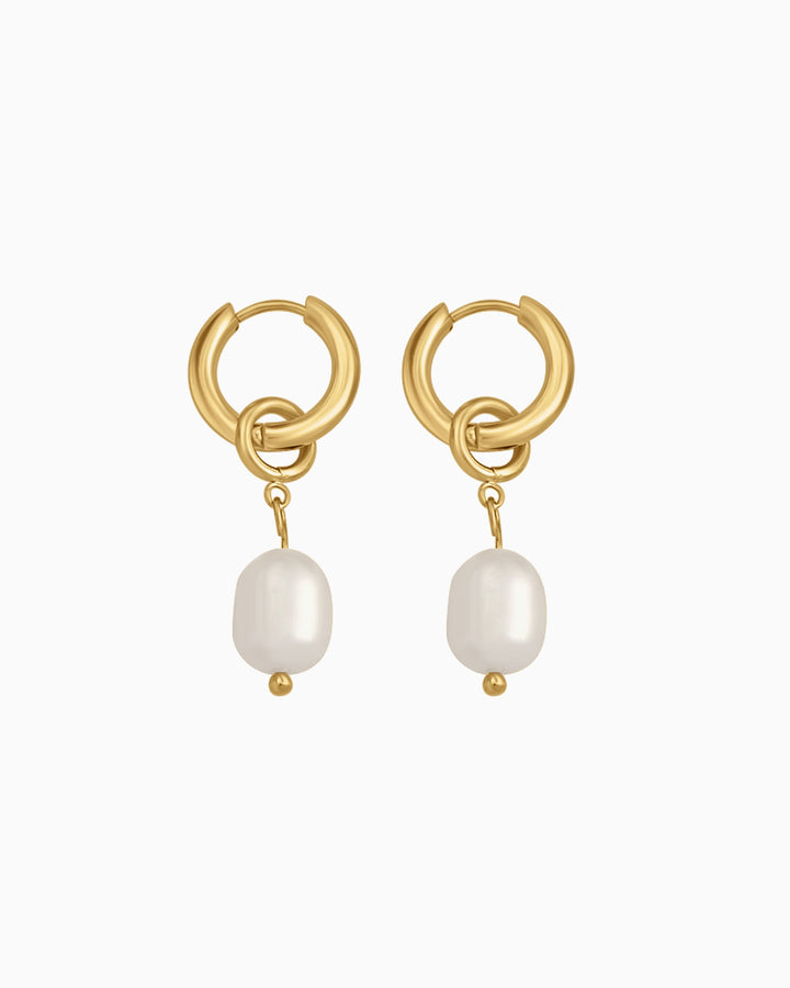 Opaline Mini Freshwater Pearl Round Hoops | Zoe Olivia Jewellery Australia