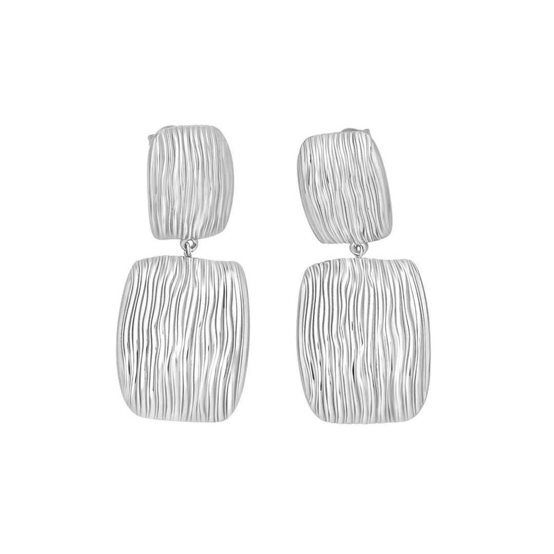 Cascada Ribbed Rectangular Drop Stud Earrings