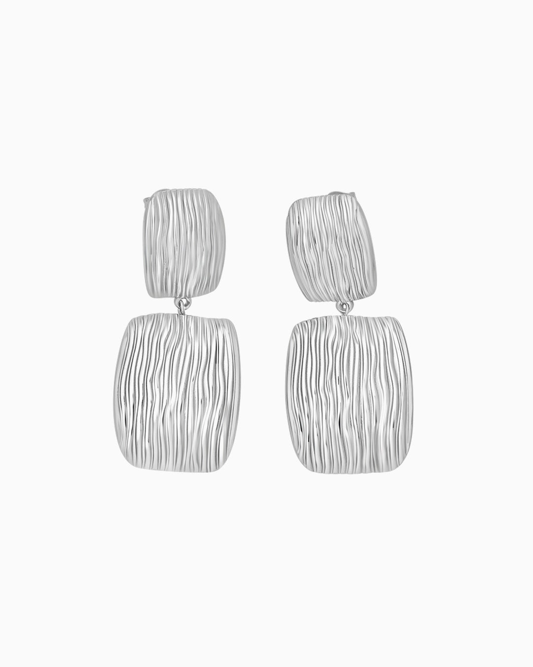 Cascada Ribbed Rectangular Drop Stud Earrings | Zoe Olivia Jewellery Australia