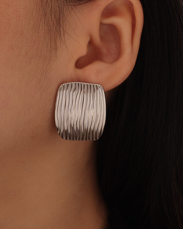 Cascada Ribbed Rectangular Stud Earrings | Zoe Olivia Jewellery Australia