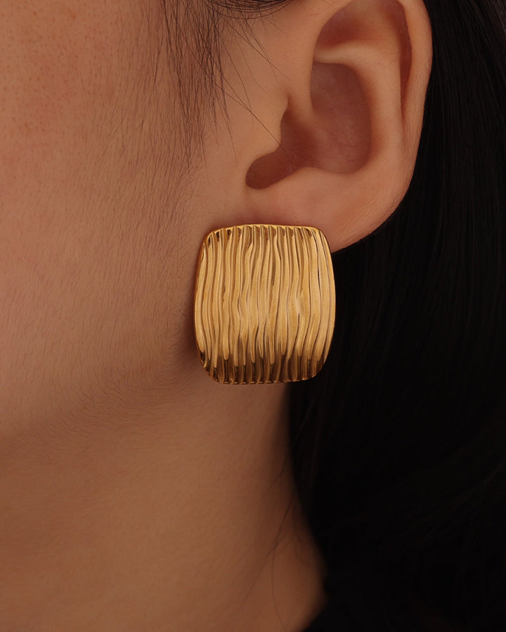 Cascada Ribbed Rectangular Stud Earrings | Zoe Olivia Jewellery Australia