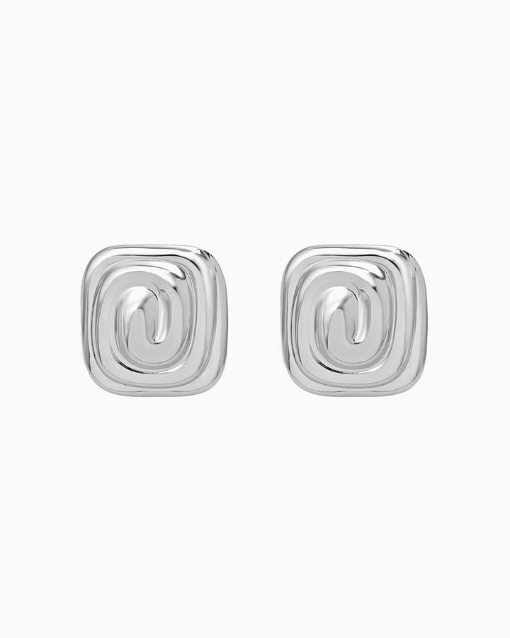 Cascada Rectangular Curled Texture Stud Earrings | Zoe Olivia Jewellery Australia