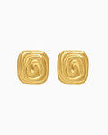 Cascada Rectangular Curled texture Stud Earrings | Zoe Olivia Jewellery Australia