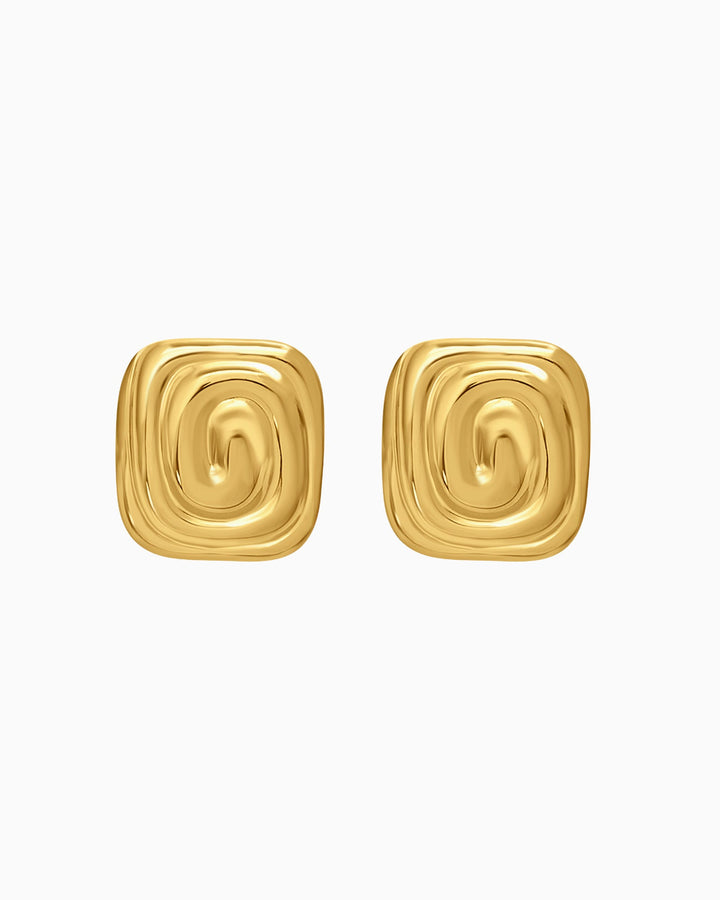 Cascada Rectangular Curled texture Stud Earrings | Zoe Olivia Jewellery Australia