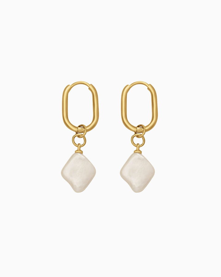 Opaline Organic Freshwater Pearl Oval Drop Huggie Hoops | Zoe Olivia Jewellery Australia