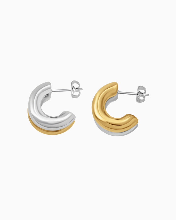 Dunes Chunky Two-Tone Double Stud Hoops | Zoe Olivia Jewellery Australia