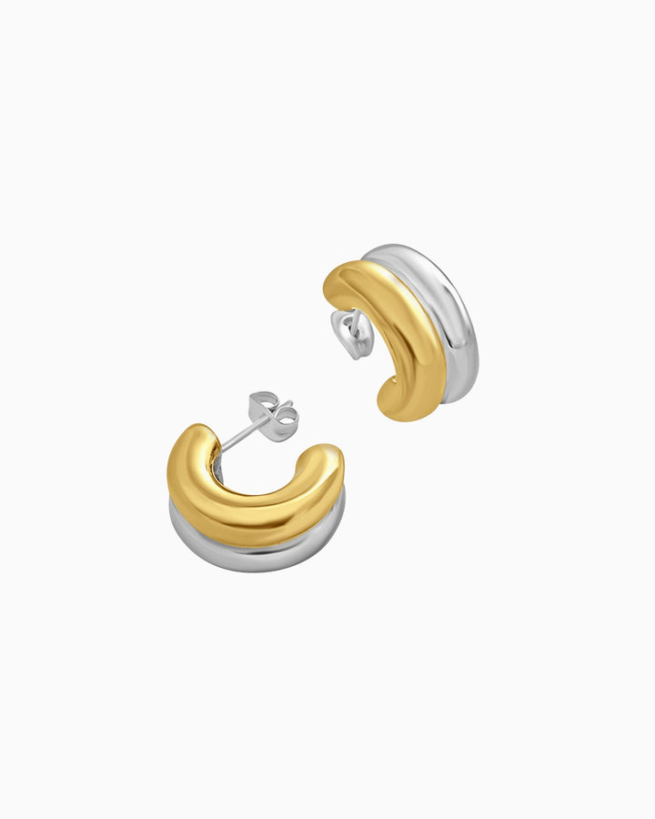 Dunes Chunky Two-Tone Double Stud Hoops | Zoe Olivia Jewellery Australia