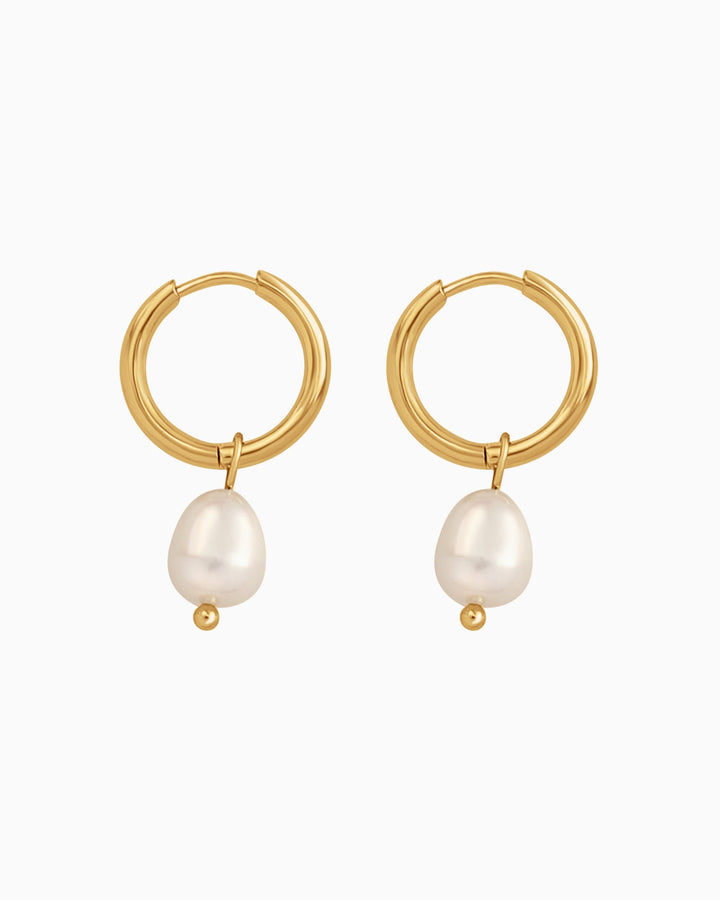 Opaline Large Freshwater Pearl Huggie Hoops | Zoe Olivia Jewellery Australia