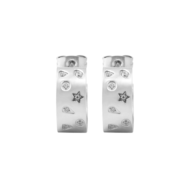 Stars Thick Speckled Cubic Zirconia Hoops