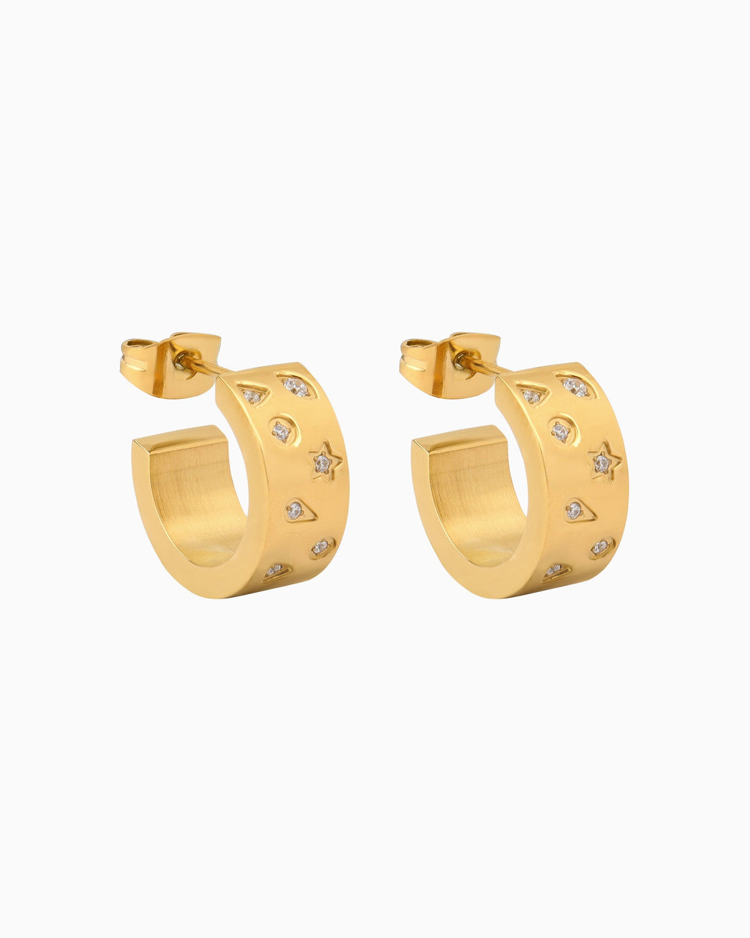 Stars Thick Speckled Cubic Zirconia Hoops | Zoe Olivia Jewellery Australia