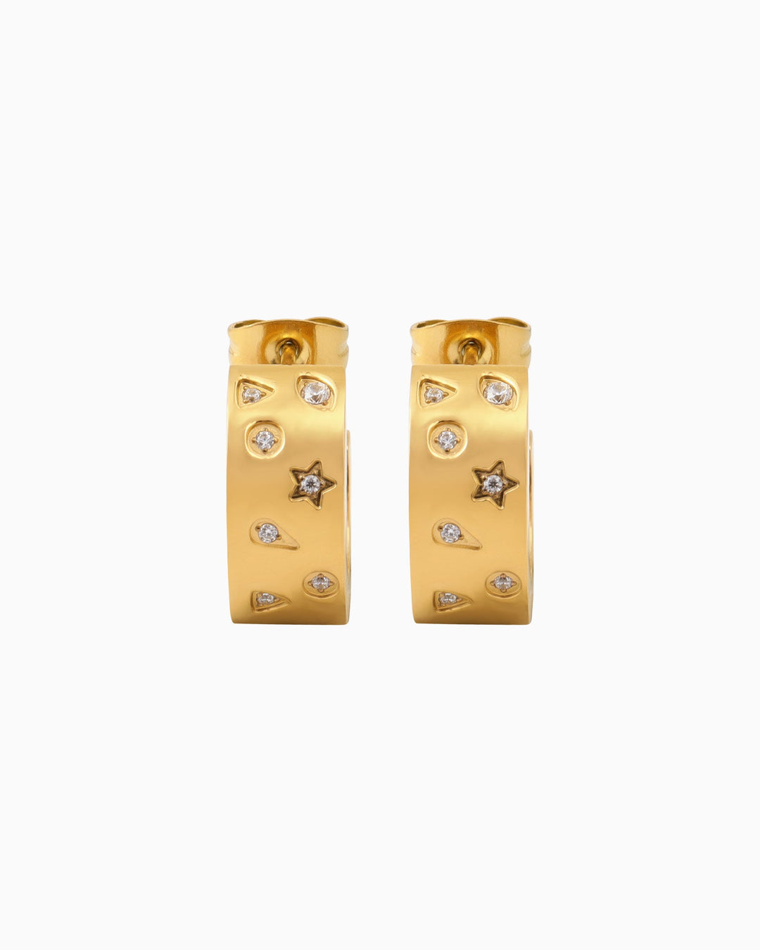 Stars Thick Speckled Cubic Zirconia Hoops | Zoe Olivia Jewellery Australia