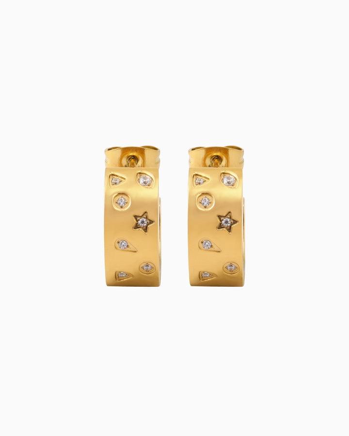 Stars Thick Speckled Cubic Zirconia Hoops | Zoe Olivia Jewellery Australia
