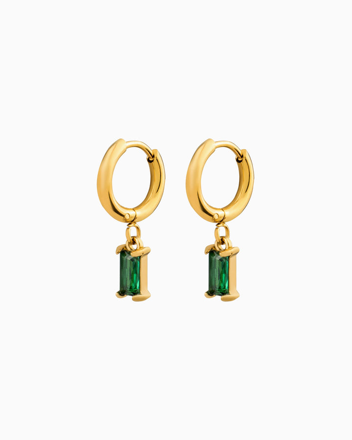 Aurora Mini Emerald Cut Pendant Hoops | Zoe Olivia Jewellery Australia