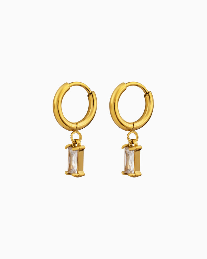 Aurora Mini Emerald Cut Pendant Hoops | Zoe Olivia Jewellery Australia