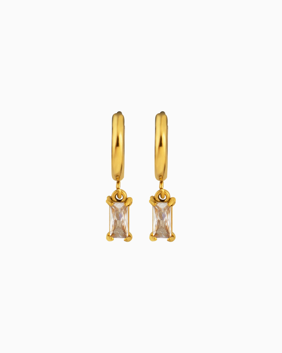 Aurora Mini Emerald Cut Pendant Hoops | Zoe Olivia Jewellery Australia