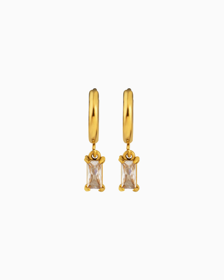 Aurora Mini Emerald Cut Pendant Hoops | Zoe Olivia Jewellery Australia