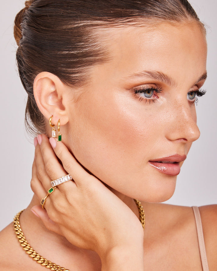 Aurora Mini Emerald Cut Pendant Hoops | Zoe Olivia Jewellery Australia