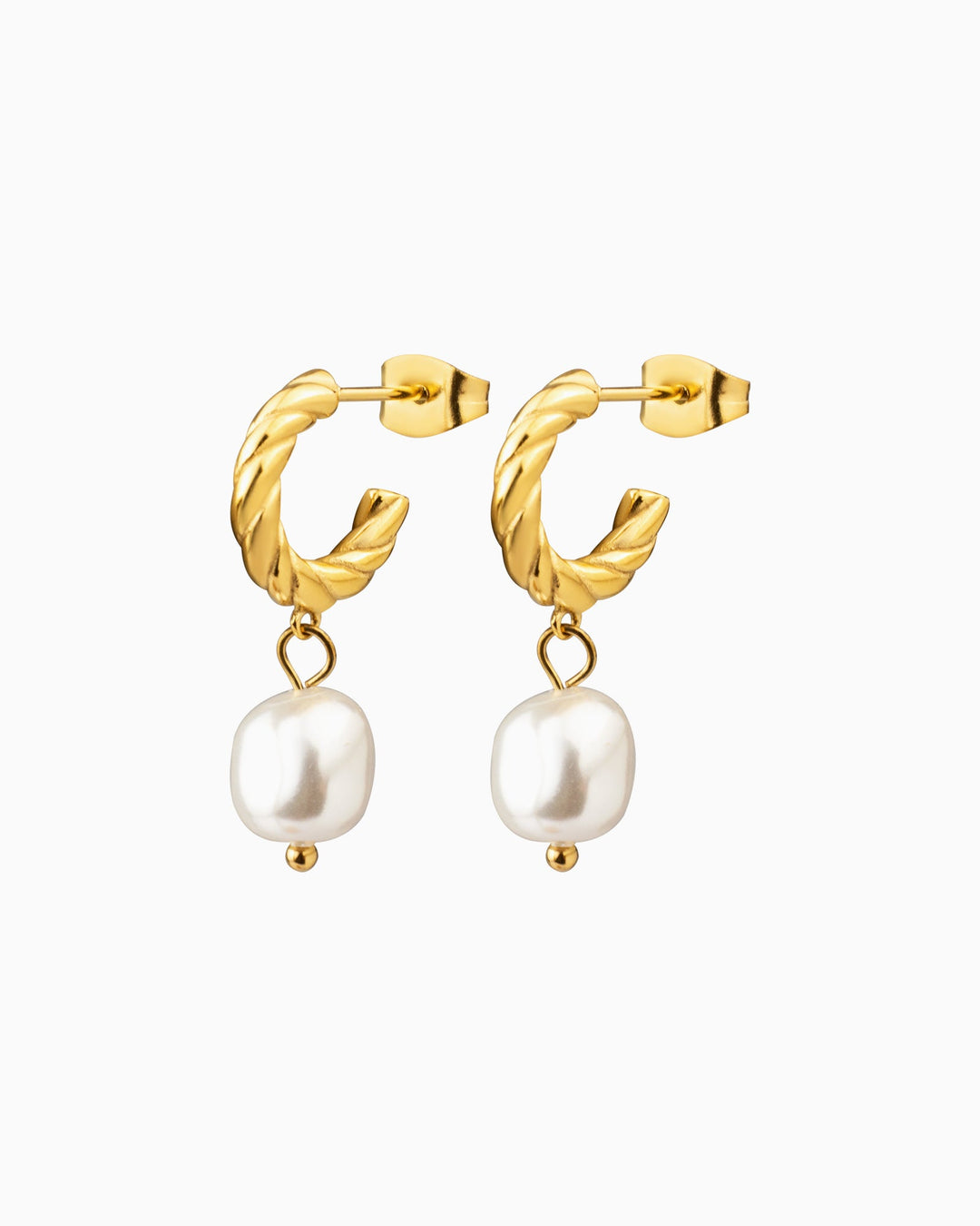 Opaline Twist Pearl Drop Stud Hoops | Zoe Olivia Jewellery Australia