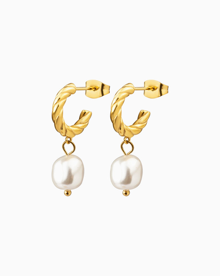 Opaline Twist Pearl Drop Stud Hoops | Zoe Olivia Jewellery Australia