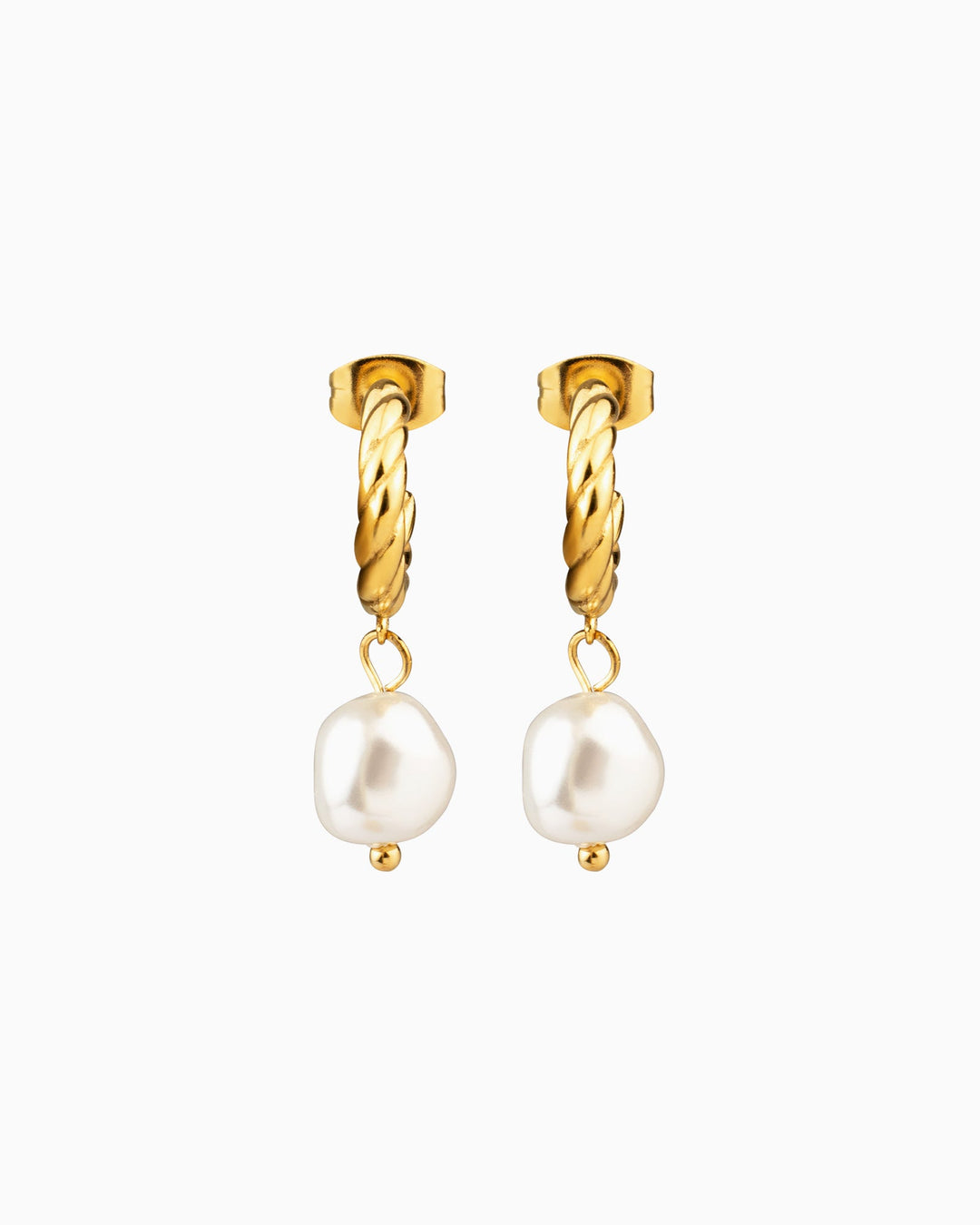 Opaline Twist Pearl Drop Stud Hoops | Zoe Olivia Jewellery Australia