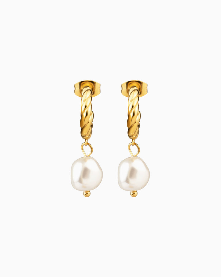 Opaline Twist Pearl Drop Stud Hoops | Zoe Olivia Jewellery Australia