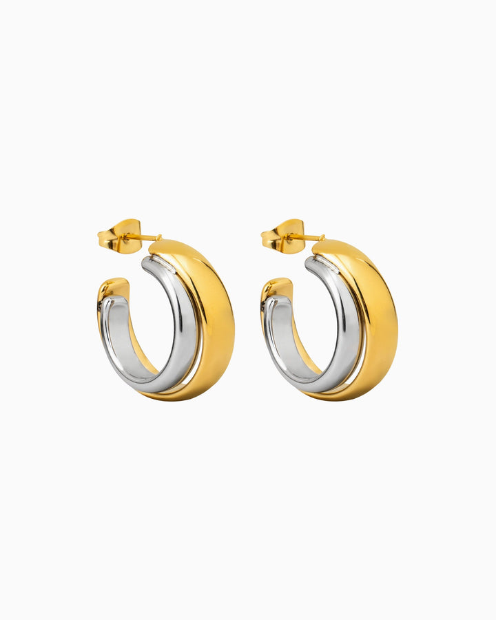 Dunes Two-Tone Double Stud Hoops | Zoe Olivia Jewellery Australia