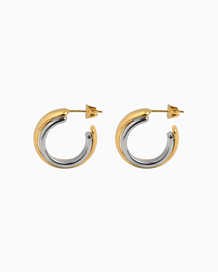 Dunes Two-Tone Double Stud Hoops | Zoe Olivia Jewellery Australia