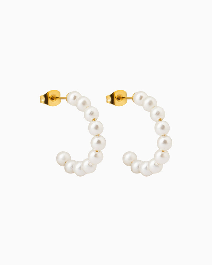 Opaline Mini Pearl Stud Hoops | Zoe Olivia Jewellery Australia