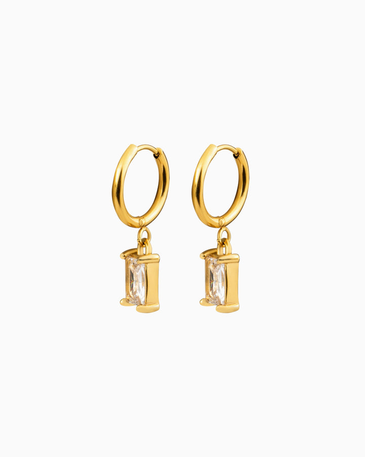 Aurora Large Emerald Cut Pendant Hoops | Zoe Olivia Jewellery Australia