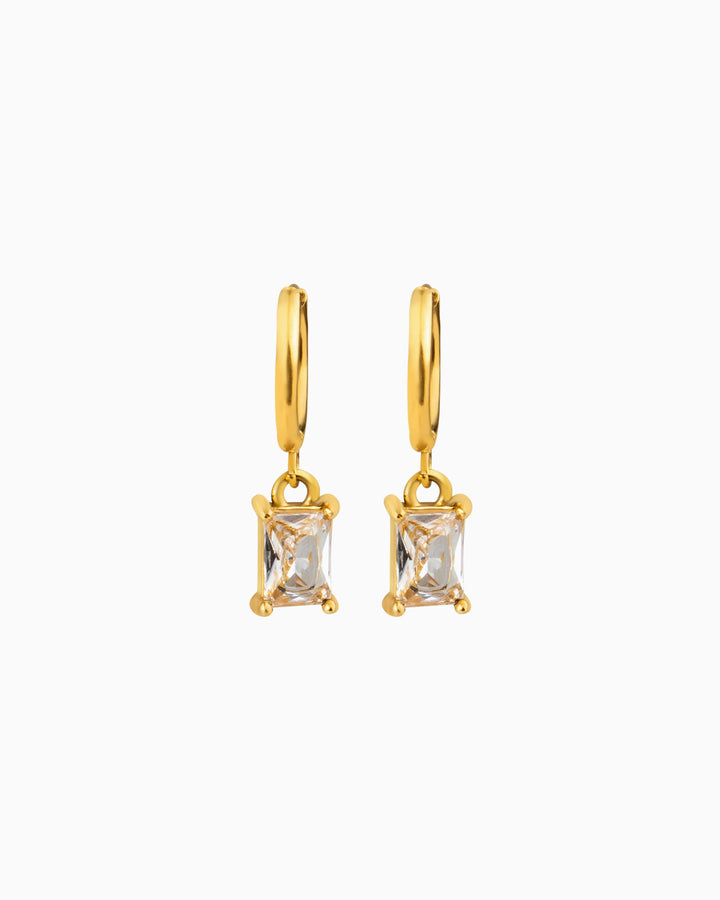 Aurora Large Emerald Cut Pendant Hoops | Zoe Olivia Jewellery Australia